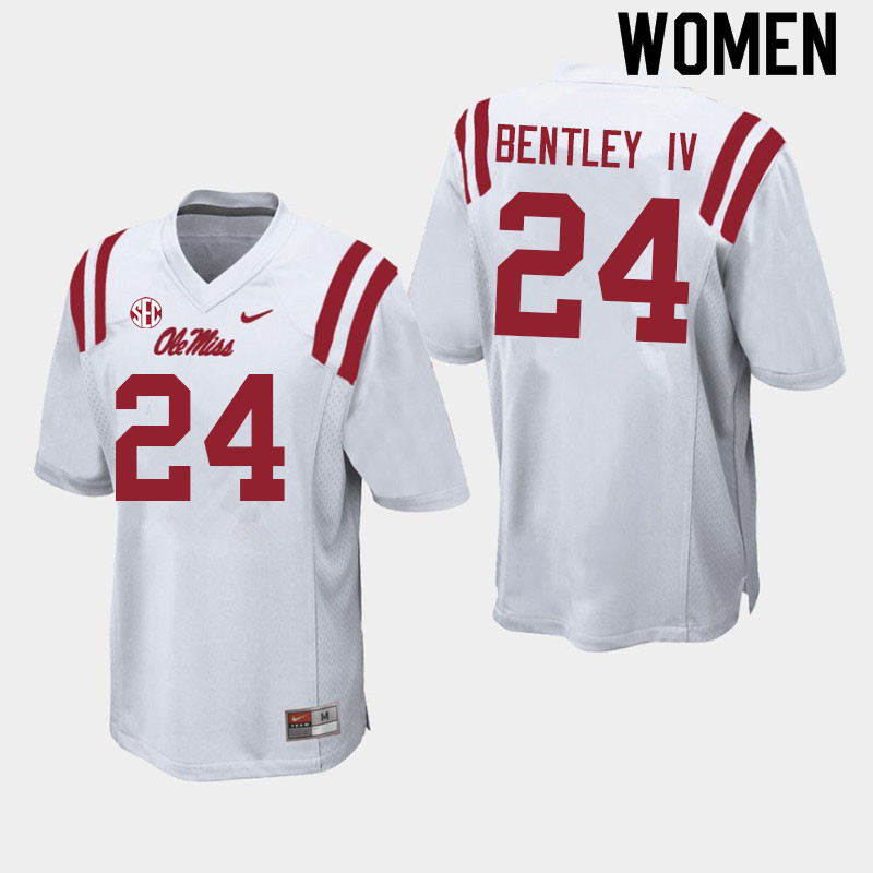 Women #24 Ulysses Bentley IV Ole Miss Rebels College Football Jerseys Sale-White - Click Image to Close